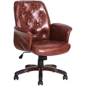 Calicosy Fauteuil de bureau Chesterfield en simili cuir - Marron - Publicité