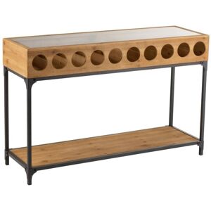 Hellin Console porte bouteilles en bois et metal industriel