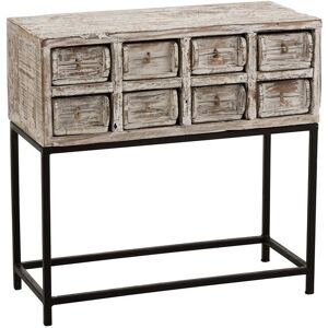 Meubles & Design Console vintage 8 tiroirs en bois recycle Beige 75x77x34cm