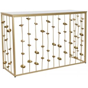 Wadiga Console en metal dore et plateau miroir fleurs 126x43x81cm Or 126x81x43cm