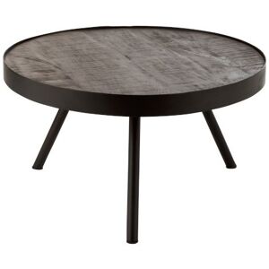 LANADECO Table basse bois de manguier et fer brun foncé D60 Marron 60x33x60cm