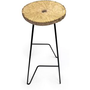 Woodstache Tabouret bar rondin en chêne massif H64 cm Beige 30x64x30cm