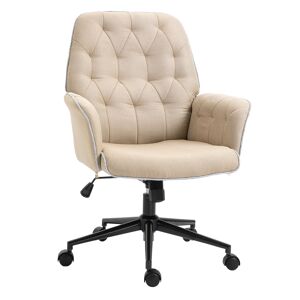 Homcom Fauteuil de bureau capitonné tissu beige