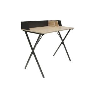 Casâme Bureau en métal avec séparateurs - L90cm - noir et beige Noir 90x84x50cm