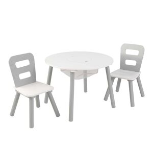 KidKraft Table enfant ronde et 2 chaises coloris gris Gris 60x44x60cm