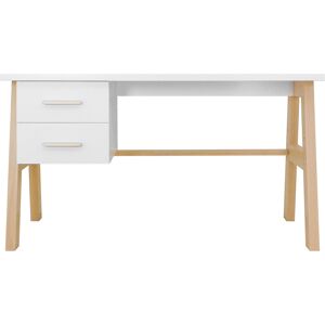 Bureau 2 tiroirs blanc naturel Blanc 139x76x62cm