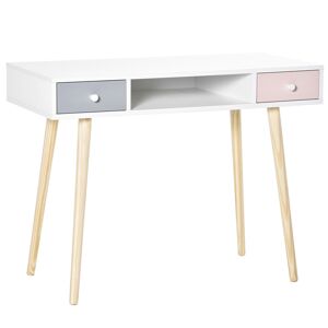 Homcom Bureau enfant style scandinave 2 tiroirs et 1 niche blanc - Publicité