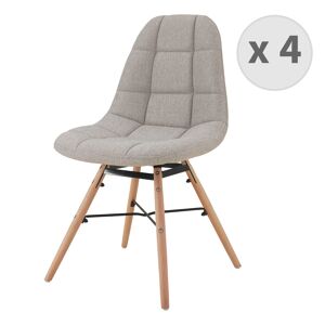 Moloo Chaise scandinave tissu lin pieds hetre x4 Beige 50x82x44cm