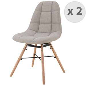 Moloo Chaise scandinave tissu lin pieds hêtre (x2)