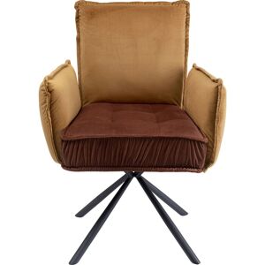 Kare Design Chaise avec accoudoirs en velours marron et acier Marron 65x90x60cm