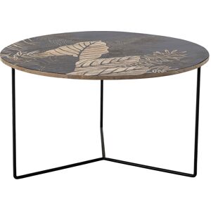 Bloomingville Table basse ronde en bois motif floral D80cm noir - Publicité