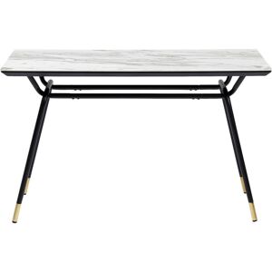 Kare Design Console en verre effet marbre blanc et acier Blanc 120x75x45cm