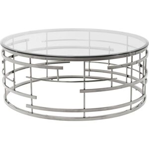 Kare Design Table basse ronde en verre et acier argenté D100