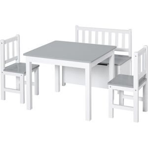 Homcom Ensemble de table et chaises enfant de 4 pièces blanc gris - Publicité