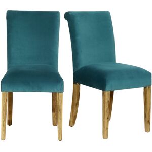 Robin des Bois ALIX - Chaises en bois et velours, lot de 2 bleu canard