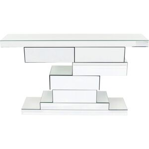 Kare Design Console 3 tiroirs en verre miroir Argent 140x80x30cm
