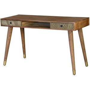 GINER Y COLOMER SAVANA - Bureau en bois de manguier avec détails en bronze Marron 130x76x50cm