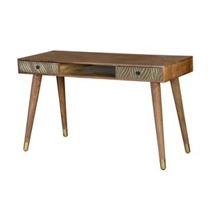 GINER Y COLOMER SAVANA - Bureau en bois de manguier avec détails en bronze