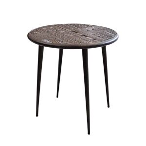GINER Y COLOMER Table basse en bois de manguier et pieds en metal noyer fonce Marron 55x55x55cm