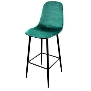 Wadiga Tabouret de bar métal noir et assise velours vert 42x47x108cm Vert 47x108x42cm