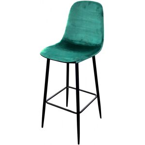 Wadiga Tabouret de bar metal noir et assise velours vert 42x47x108cm