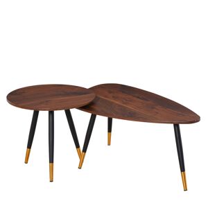 Homcom Lot de 2 tables basses gigognes style art déco Marron 96x40x50cm