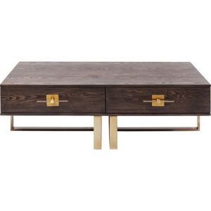 Kare Design Table basse 2 tiroirs rétro marron et acier doré Marron 137x46x77cm