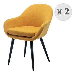 Moloo Chaise scandinave tissu curry pieds metal noirx2 Jaune 57x80x61cm