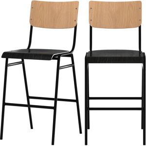 Rendez-Vous Deco Chaise pour îlot central 66 cm en bois clair et noir (lot de 2)