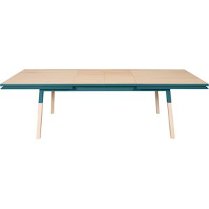 MON PETIT MEUBLE FRANCAIS Table 200x100 cm en frêne massif, 2 rallonges bleu frehel Bleu 200x76x100cm