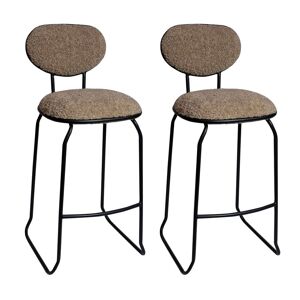 Now s Home Lot de 2 chaises de bar bi-matière taupe et pied en metal noir Marron 55x88x45cm