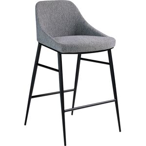 Tabouret tissu gris pieds en acier noir