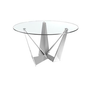 Angel Cerda Table à manger en verre et acier chromé Transparent 150x75x150cm