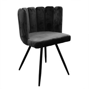 The Home Deco Factory Chaise design effet velours noir Noir 60x79x48cm