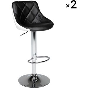 Happy Garden Lot de 2 tabourets de bar en simili cuir noir et blanc