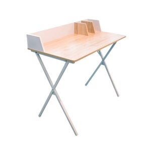 The Home Deco Factory Bureau bois et métal blanc Blanc 90x84x50cm