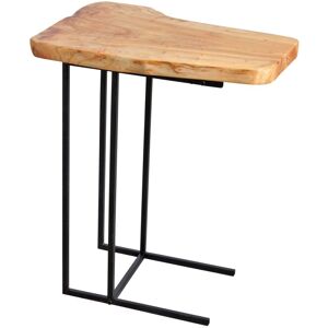 Aubry Gaspard Table d'appoint en bois brut et métal noir Multicolore 50x59x35cm