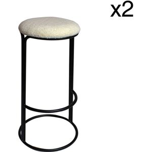 Now s Home Lot de 2 tabourets de bar beige et pieds en metal noir