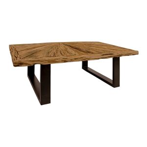 Now s Home Table basse en bois de teck recyclé et pieds en métal noir Marron 115x35x75cm