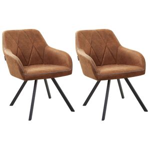 Beliani Lot de 2 chaises en tissu marron - Publicité