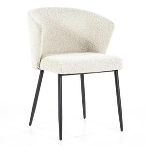 Meubles & Design Chaise salle a manger tendance en tissu boucle blanc