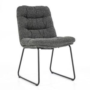 Meubles & Design Chaise moderne rembourree en tissu matelasse gris anthracite