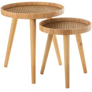 Meubles & Design Set de 2 tables d'appoint ronde en rotin naturel