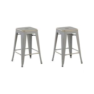 Beliani Lot de 2 tabourets de bar argentés et dorés de 60 cm Argent 42x60x42cm