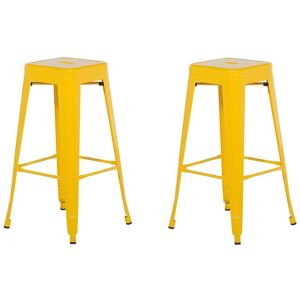 Beliani Lot de 2 tabourets de bar jaune de 76 cm - Publicité