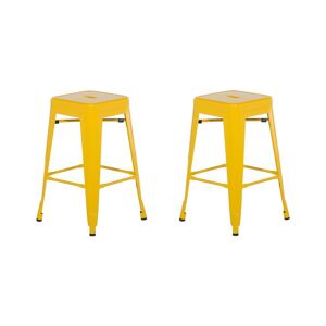 Beliani Lot de 2 tabourets de bar jaune de 60 cm