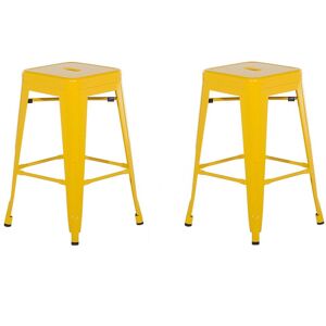 Beliani Lot de 2 tabourets de bar jaune de 60 cm - Publicité