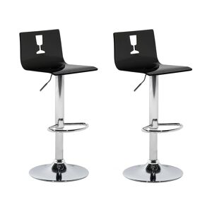 Beliani Set de 2 chaises de bar transparentes noires - Publicité