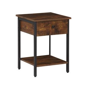 Beliani Table de chevet effet bois foncé et noire avec tiroir - Publicité