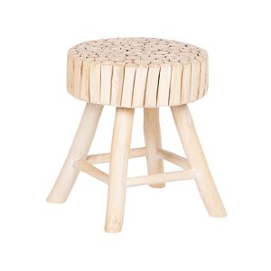 Beliani Petit tabouret en bois clair Marron 35x40x35cm